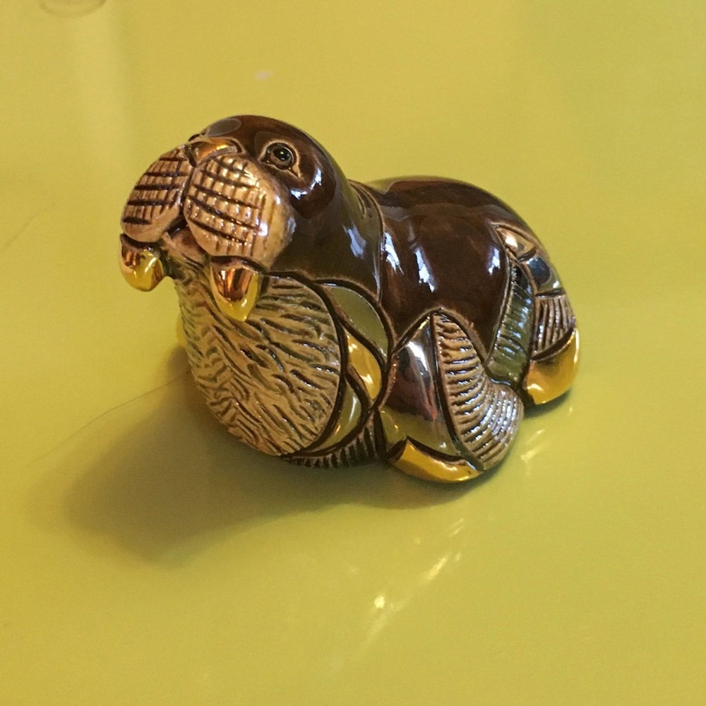 Rinconada Gold and Brown baby Walrus Figurine.  New without box